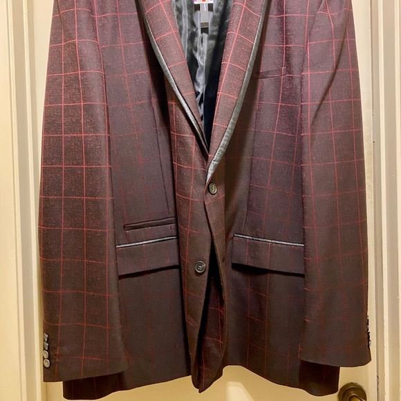 NEW INC International Concepts Men's Blazer Red Check 3XLT Big and Tall - Picture 2 of 15
